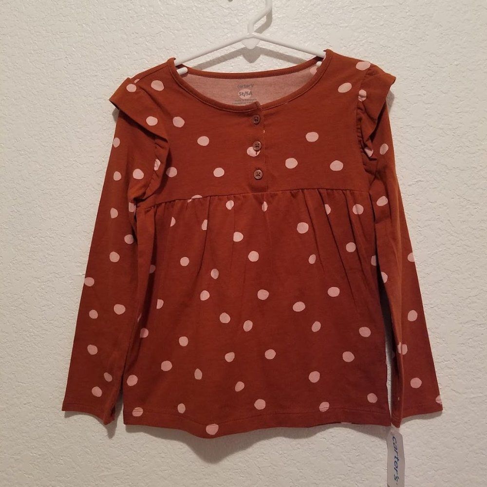 NWT Carter's Toddler Girl Polka Dot Flutter Top size 5T